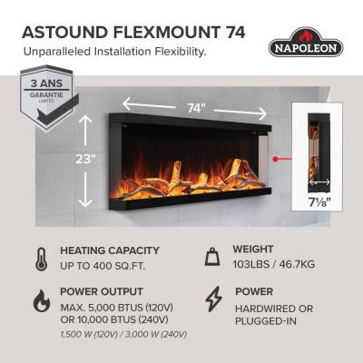 Napoleon Astound 74 FlexMount Electric Fireplace - NEFL74AB