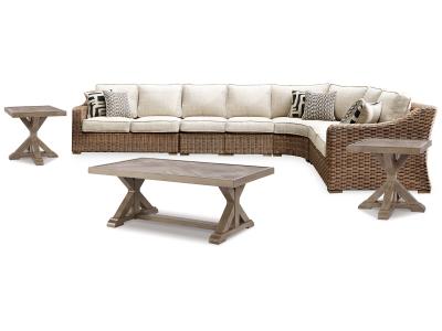 Signature Design by Ashley Beachcroft 5-Piece Outdoor Sectional with Coffee Table and 2 End Tables - P791P10
