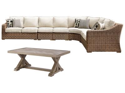 Signature Design by Ashley Beachcroft 3-Piece Outdoor Sectional with Coffee Table and 2 End Tables - P791P9