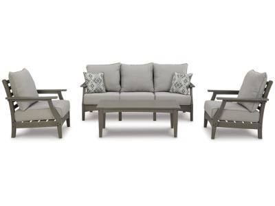 Signature Design by Ashley Visola Outdoor Sofa, 2 Lounge Chairs and Coffee Table - P802P2
