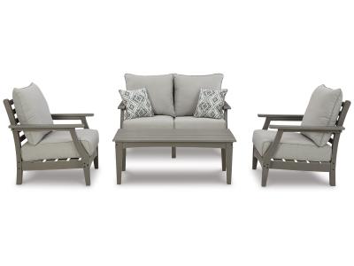 Signature Design by Ashley Visola Outdoor Loveseat, 2 Lounge Chairs and Coffee Table - P802P1