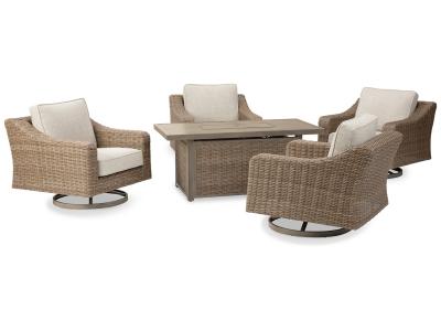 Signature Design by Ashley Beachcroft 5-Piece Outdoor Fire Pit Table with 4 Chairs - P791P17