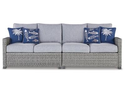 Signature Design by Ashley Naples Beach Outdoor Right and Left-arm Facing Loveseat with Cushion (Set of 2) - P439-854