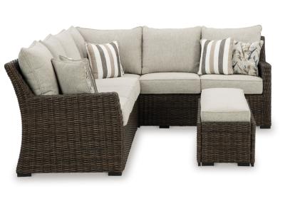 Signature Design by Ashley Brook Ranch Outdoor Sofa Sectional/Bench with Cushion (Set of 3) - P465-822