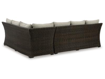 Signature Design by Ashley Brook Ranch Outdoor Sofa Sectional/Bench with Cushion (Set of 3) - P465-822