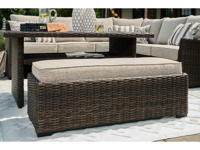 Signature Design by Ashley Brook Ranch Outdoor Sofa Sectional/Bench with Cushion (Set of 3) - P465-822