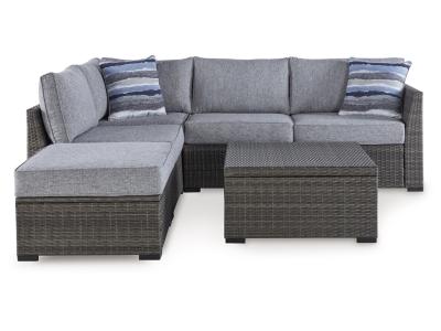 Signature Design by Ashley Petal Road Outdoor Loveseat Sectional/Ottoman/Table Set (Set of 4) - P297-070