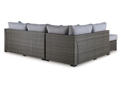 Signature Design by Ashley Petal Road Outdoor Loveseat Sectional/Ottoman/Table Set (Set of 4) - P297-070