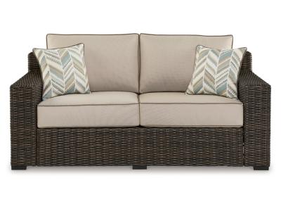 Signature Design by Ashley Coastline Bay Outdoor Loveseat with Cushion - P784-835