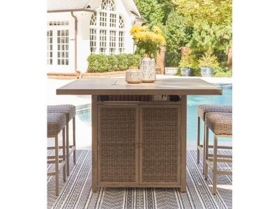 Signature Design by Ashley Walton Bridge Outdoor Bar Table with Fire Pit - P749-665