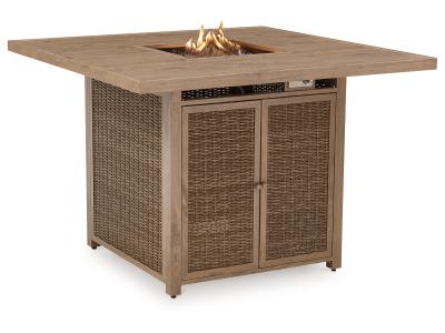 Signature Design by Ashley Walton Bridge Outdoor Bar Table with Fire Pit - P749-665