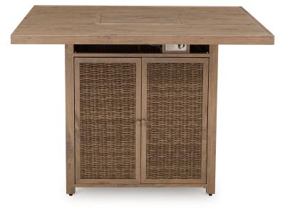 Signature Design by Ashley Walton Bridge Outdoor Bar Table with Fire Pit - P749-665