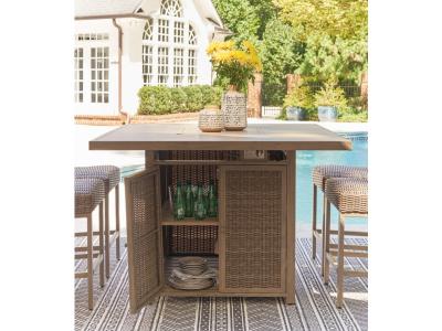 Signature Design by Ashley Walton Bridge Outdoor Bar Table with Fire Pit - P749-665