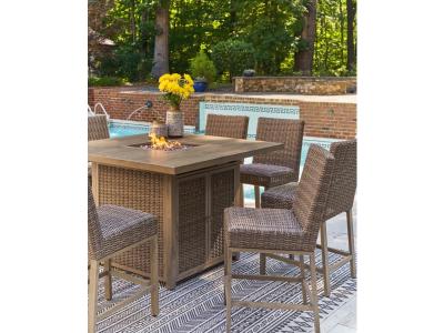 Signature Design by Ashley Walton Bridge Outdoor Bar Table with Fire Pit - P749-665
