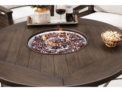 Signature Design by Ashley Paradise Trail Outdoor Loveseat, Fire Pit Table and 2 Lounge Chairs - P750P9