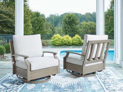Signature Design by Ashley Rainier Ranch Outdoor Swivel Glider Chair with Cushion - P701-821