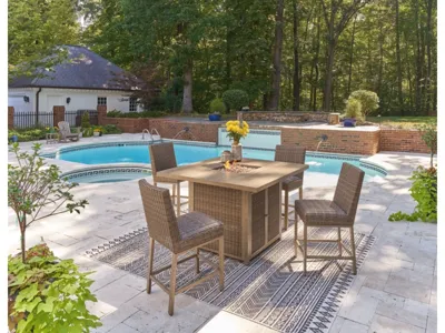 Signature Design by Ashley Walton Bridge Outdoor Bar Table and 4 Barstools - P749P1