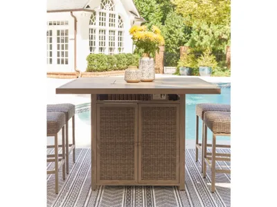 Signature Design by Ashley Walton Bridge Outdoor Bar Table and 4 Barstools - P749P1