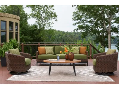 Signature Design by Ashley Horizon Hall Outdoor Sofa, 2 Lounge Chairs, Ottoman and Coffee Table - P572P3
