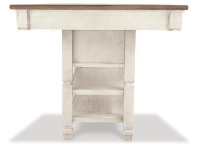Signature Design by Ashley Bolanburg Counter Height Dining Table, 4 Stools, Bench and 2 Display Cabinets - D647D29