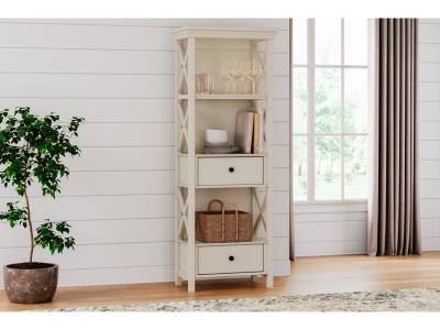 Signature Design by Ashley Bolanburg Counter Height Dining Table, 4 Stools, Bench and 2 Display Cabinets - D647D29