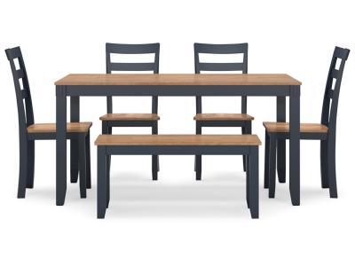 Signature Design by Ashley Gesthaven Dining Table with 4 Chairs and Bench (Set of 6) - D399-325