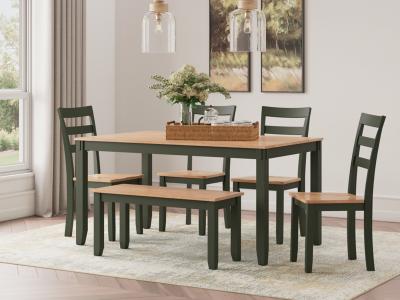 Signature Design by Ashley Gesthaven Dining Table with 4 Chairs and Bench (Set of 6) - D401-325