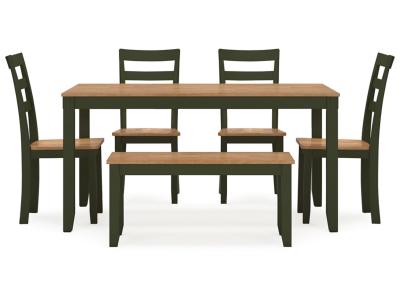 Signature Design by Ashley Gesthaven Dining Table with 4 Chairs and Bench (Set of 6) - D401-325