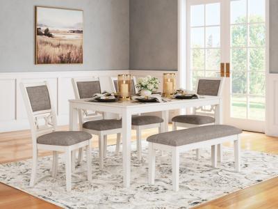 Signature Design by Ashley Erinberg Dining Table and 4 Chairs and Bench (Set of 6) - D423-325