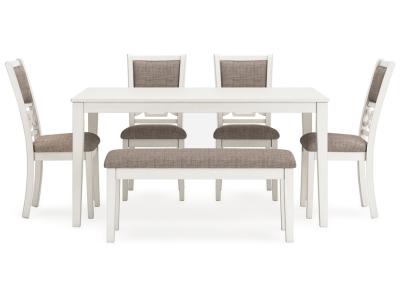 Signature Design by Ashley Erinberg Dining Table and 4 Chairs and Bench (Set of 6) - D423-325