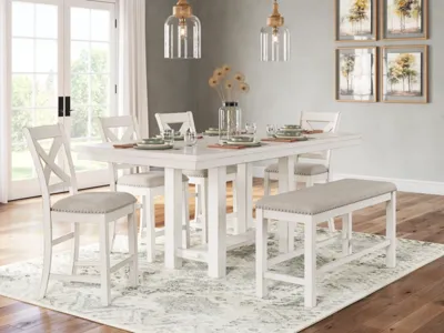 Signature Design by Ashley Robbinsdale Counter Height Dining Table, 4 Barstools and Bench - D642D2