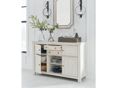 Signature Design by Ashley Robbinsdale Counter Height Dining Table, 2 Barstools, Bench and Server - D642D8