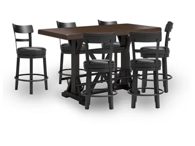 Signature Design by Ashley Valebeck Counter Height Dining Table and 6 Barstools - D546D29