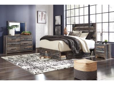 Signature Design by Ashley Drystan King Panel Bed with Storage, Dresser, Mirror and Nightstand - B211B48