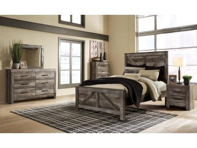 Signature Design by Ashley Wynnlow Queen Crossbuck Panel Bed, Dresser, Mirror, and Nightstand - B440B24