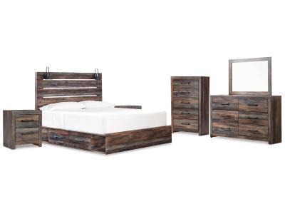 Signature Design by Ashley Drystan King Panel Bed with Storage, Dresser, Mirror, Chest and 2 Nightstands - B211B66