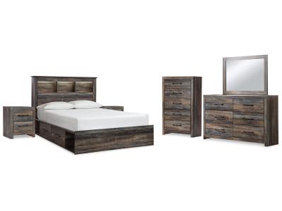 Signature Design by Ashley Drystan Queen Bookcase Storage Bed, Dresser, Mirror, Chest and 2 Nightstands - B211B77