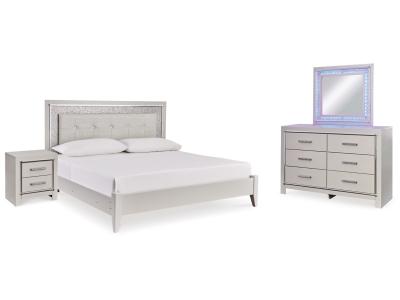Signature Design by Ashley Zyniden King Upholstered Panel Bed, Dresser, Mirror and Nightstand - B2114B8
