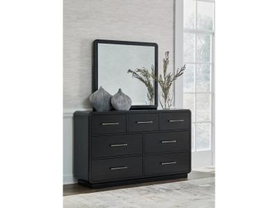 Signature Design by Ashley Rowanbeck King Upholstered Panel Bed, Dresser and Mirror - B821B6