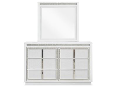 Signature Design by Ashley Chalanna Queen Upholstered Storage Bed, Dresser and Mirror - B822B3
