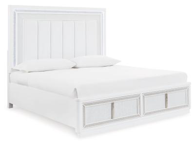 Signature Design by Ashley Chalanna Queen Upholstered Storage Bed, Dresser and Mirror - B822B3