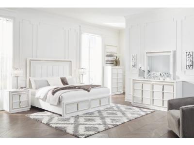 Signature Design by Ashley Chalanna Queen Upholstered Storage Bed, Dresser and Mirror - B822B3
