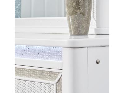 Signature Design by Ashley Chalanna Queen Upholstered Storage Bed, Dresser and Mirror - B822B3