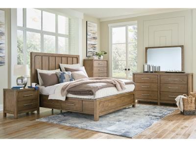 Signature Design by Ashley Cabalynn California King Panel Bed with Storage, Dresser and Mirror - B974B13