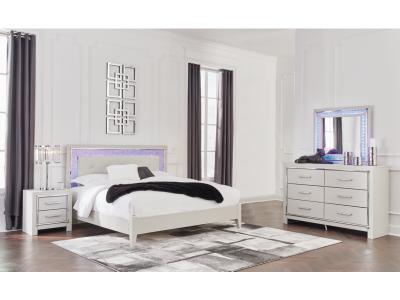 Signature Design by Ashley Zyniden King Upholstered Panel Bed, Dresser and Mirror - B2114B12