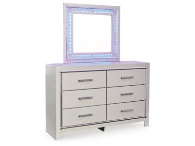 Signature Design by Ashley Zyniden Queen Upholstered Panel Headboard, Dresser and Mirror - B2114B9