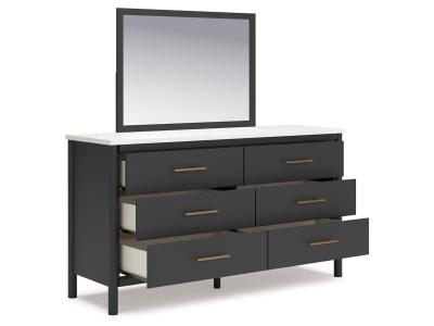 Signature Design by Ashley Cadmori King Upholstered Panel Bed, Dresser and Mirror - B2616B9