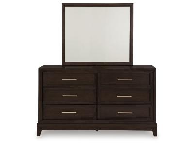 Signature Design by Ashley Neymorton Queen Upholstered Panel Headboard, Dresser and Mirror - B618B6