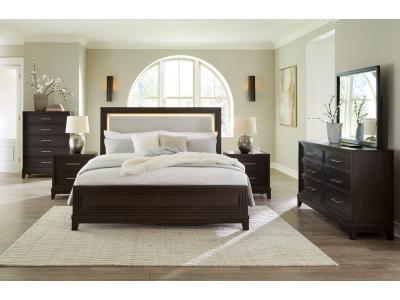 Signature Design by Ashley Neymorton California King Upholstered Panel Bed, Dresser and Mirror - B618B9
