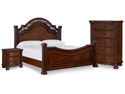 Signature Design by Ashley Lavinton Queen Poster Bed, Chest and Nightstand - B764B15